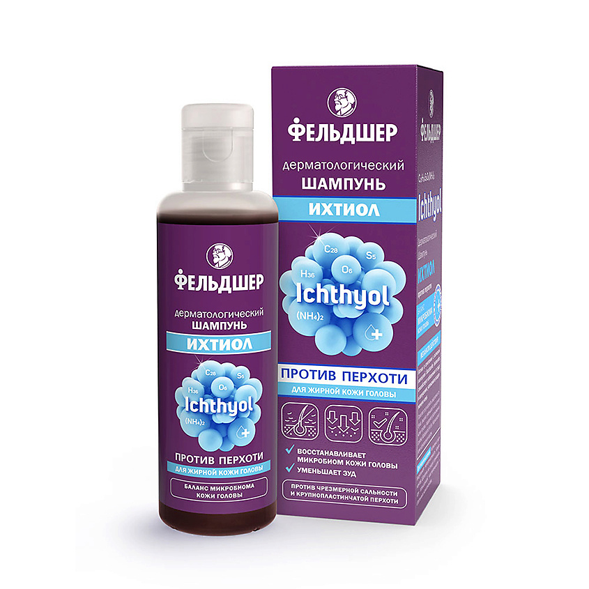 Изображение товара ФЕЛЬДШЕР Дерматологический шампунь Ихтиол против перхоти, 125 мл