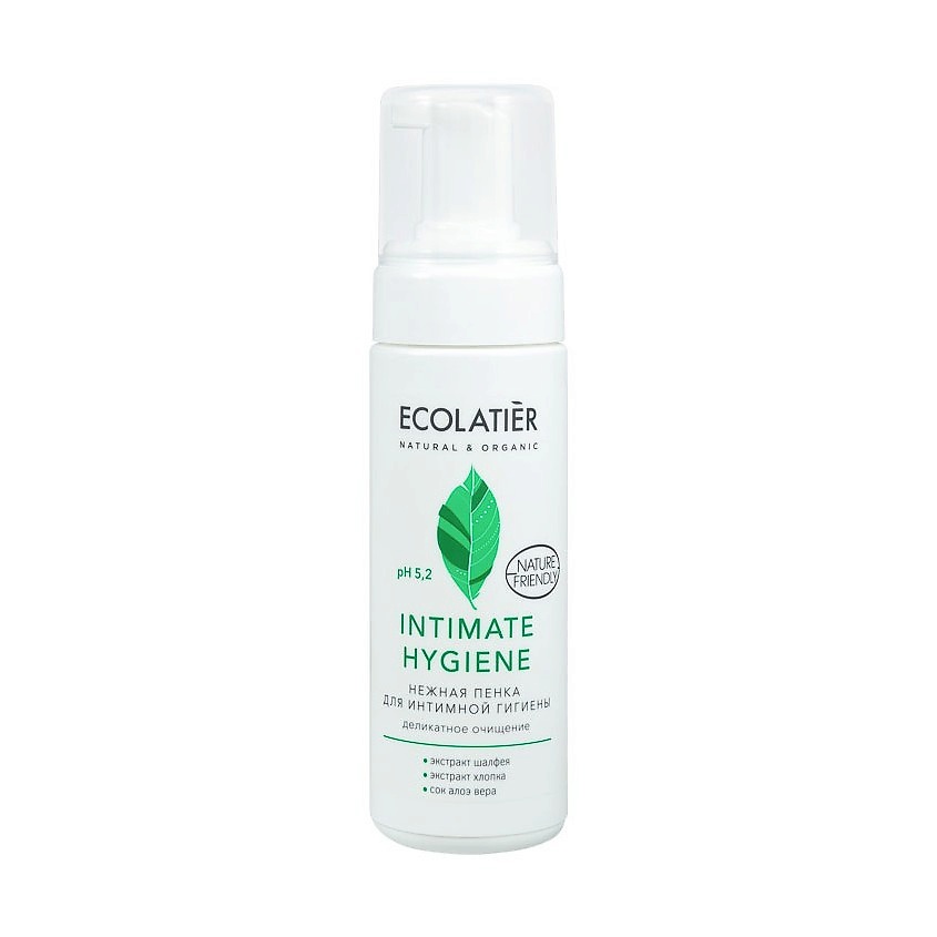 Изображение товара ECOLATIER Нежная пенка для интимной гигиены Intimate Hygiene с экстрактами шалфея и хлопка, 150 мл