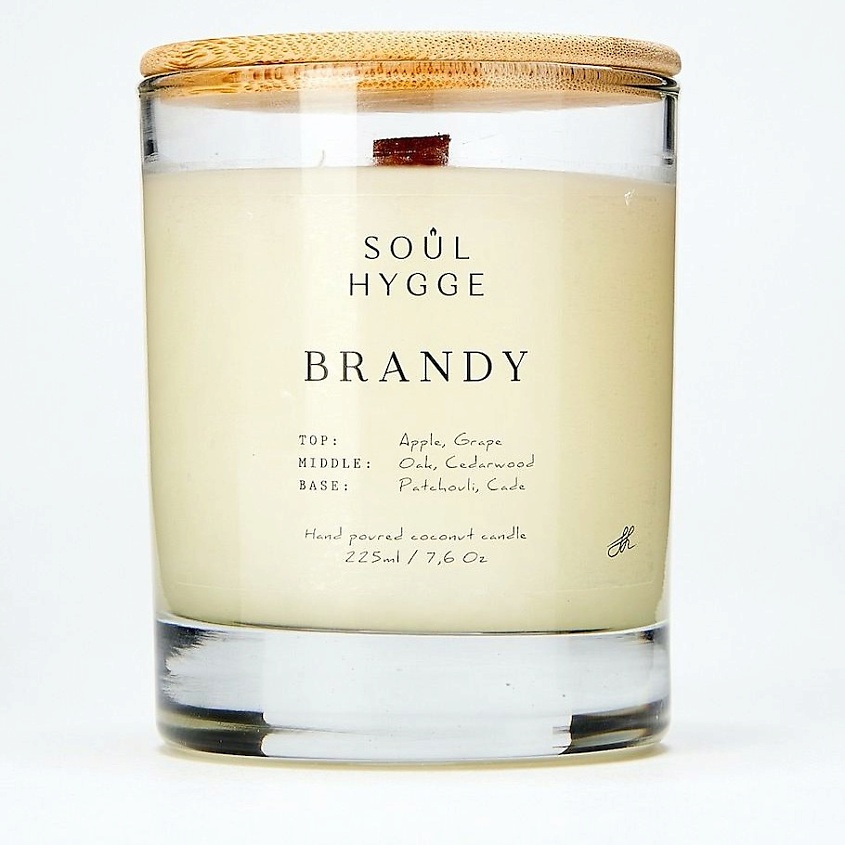 Изображение товара Ароматическая свеча SOUL HYGGE BRANDY 225 мл натур. кокосовый воск с деревянным фитилем