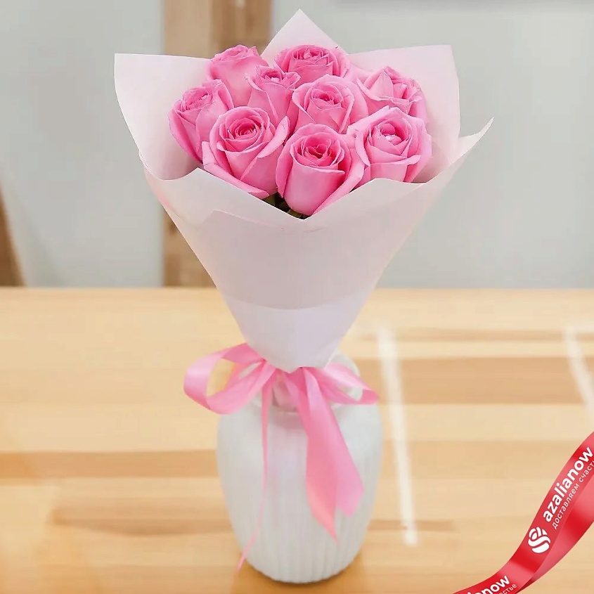 Изображение товара Букет из 9 роз в белой бумаге "Секрет роз" от AZALIANOW