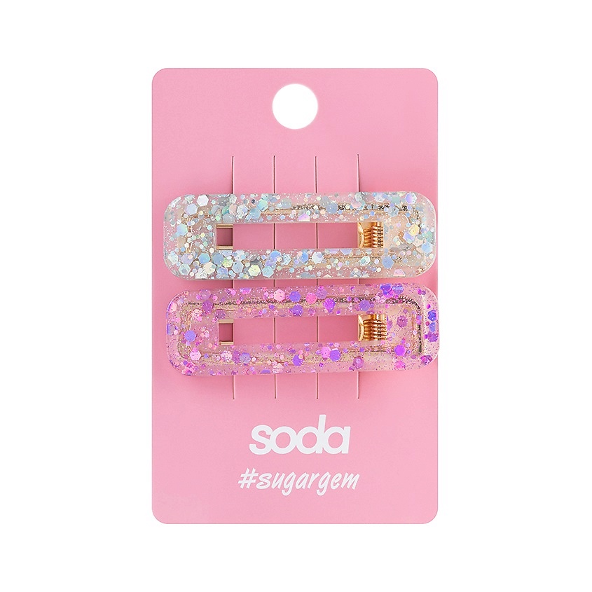 Изображение товара SODA Заколки для волос с блёстками 2 шт. #sugargem, 2 шт.