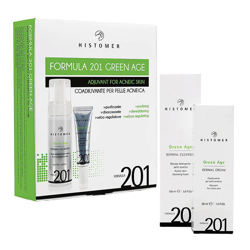 Изображение товара HISTOMER Формула 201 Комплексный уход Грин Эйдж (очищающий мусс, крем), 1 шт.