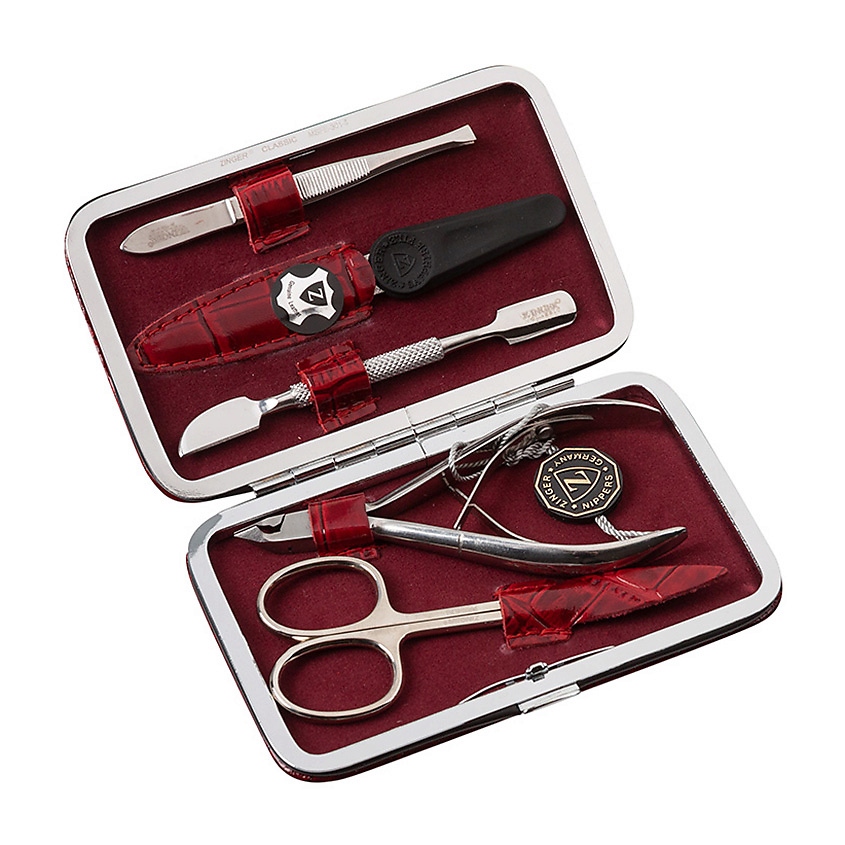 Изображение товара Маникюрный набор ZINGER Classic MSF-301 S бордовый с кожаным футляром