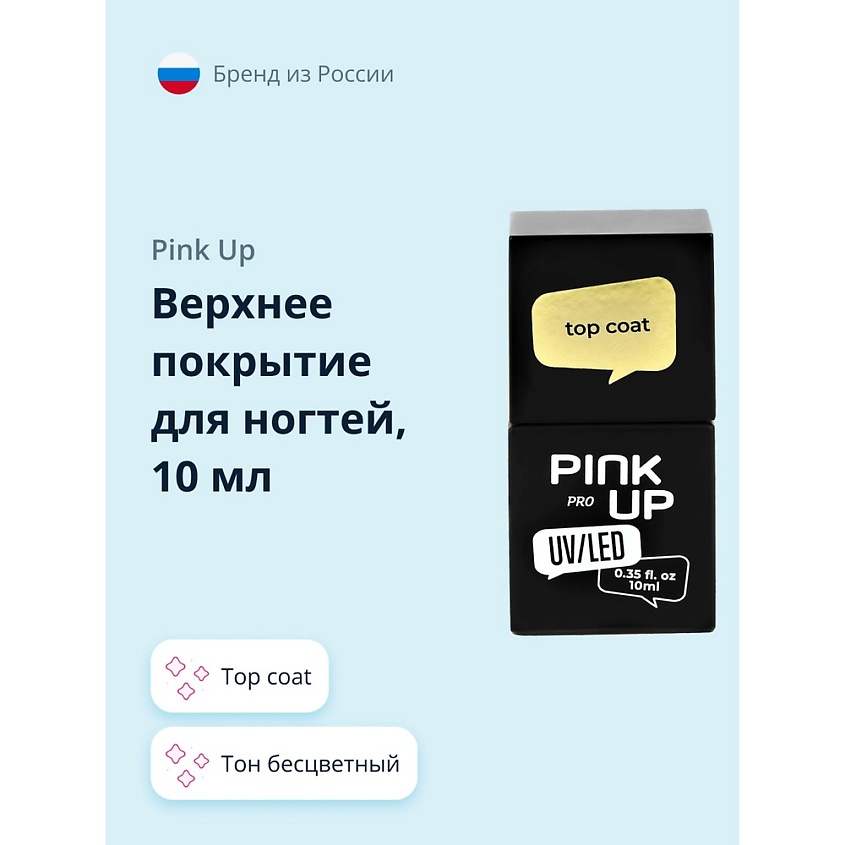 Изображение товара PINK UP Верхнее покрытие для ногтей PRO top coat, 10 мл