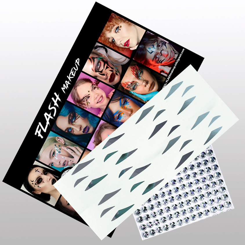 Изображение товара Набор наклеек для макияжа VLASOVA JULIA зеркальные стрелки и стразы B04