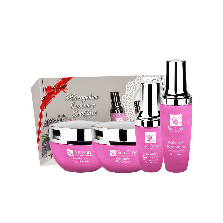 Изображение товара SEACARE Подарочный витаминный набор №11, Дневной и Ночной кремы, Сыворотка для лица , Крем для глаз, 50ML+50ML+50ML+30ML