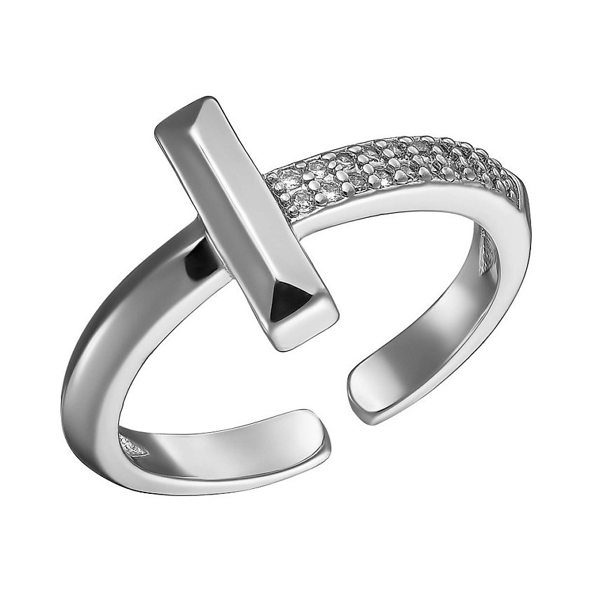 Изображение товара UVI JEWELLERY Безразмерное кольцо с прозрачными кристаллами, цвет: Серебряный, размер: 18