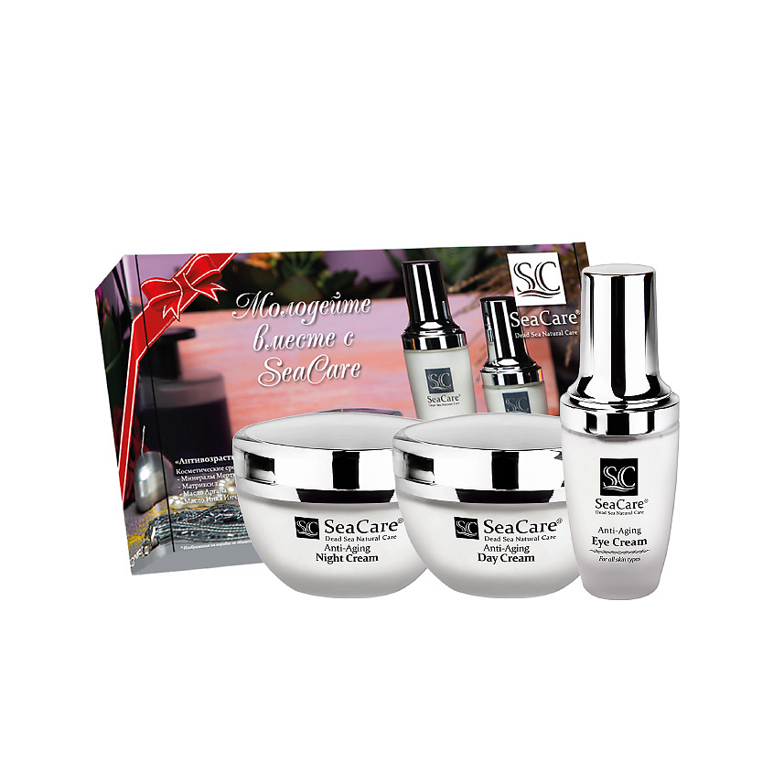 Изображение товара SEACARE Подарочный антивозрастной набор №2, Дневной и Ночной крема, Крем для глаз, с Матриксилом, 50ML+50ML+30ML