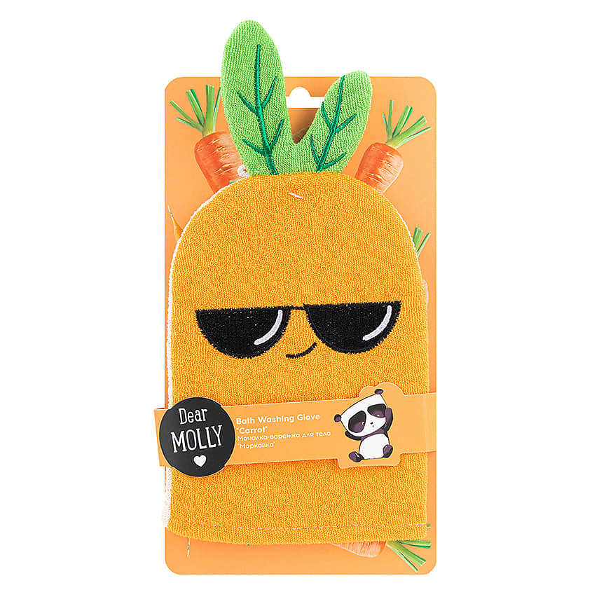 Изображение товара DEAR MOLLY Мочалка-варежка для тела "Морковка" Bath Washing Glove Carrot, 1 шт.