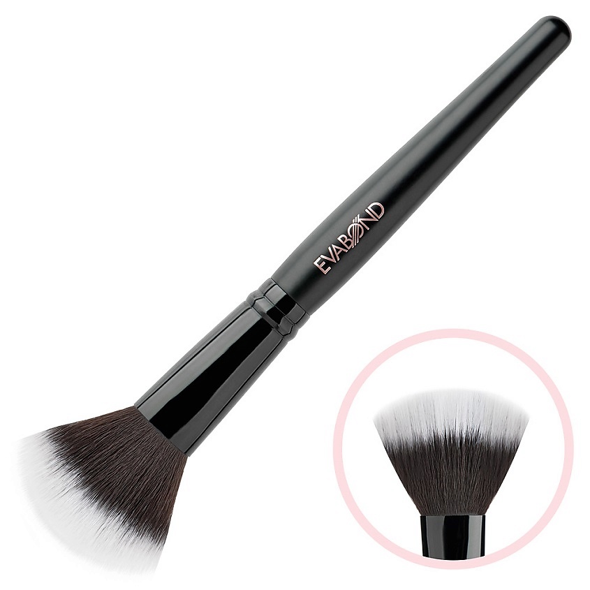 Изображение товара Кисть макияжная для румян EVABOND Черная 1шт - для нанесения и растушевки косметики