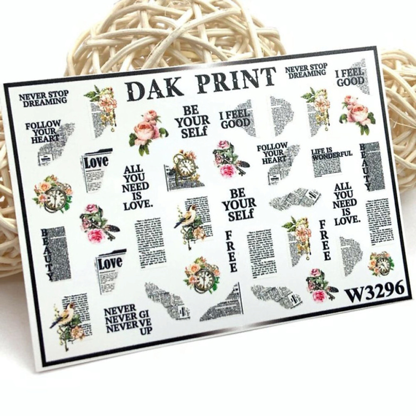 Изображение товара DAK PRINT Слайдер-дизайн для ногтей W3296 - Наклейки для маникюра