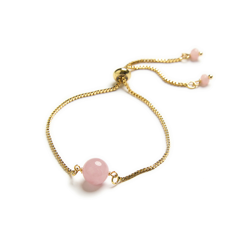 Изображение товара MORZA Женский браслет с розовым кварцом и золотым украшением