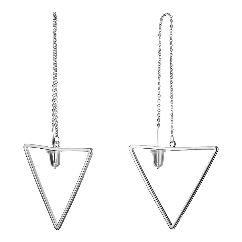 Изображение товара UVI JEWELLERY Серебристые серьги протяжки Треугольники, Серебряный