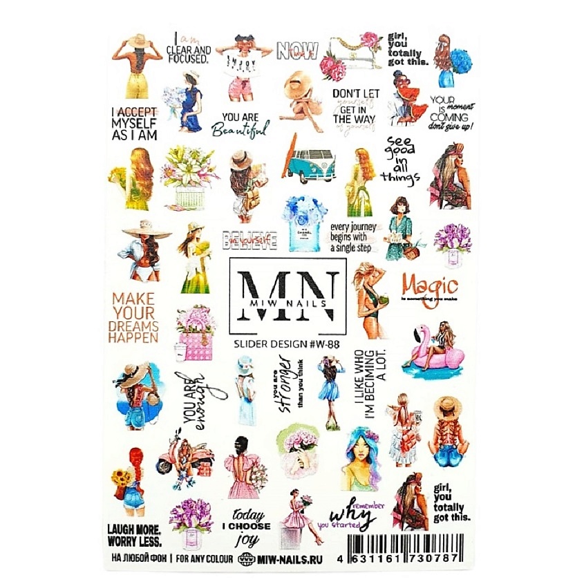 Изображение товара Многоразовые водные слайдеры для ногтей MIW NAILS Лето Девушки 1 шт