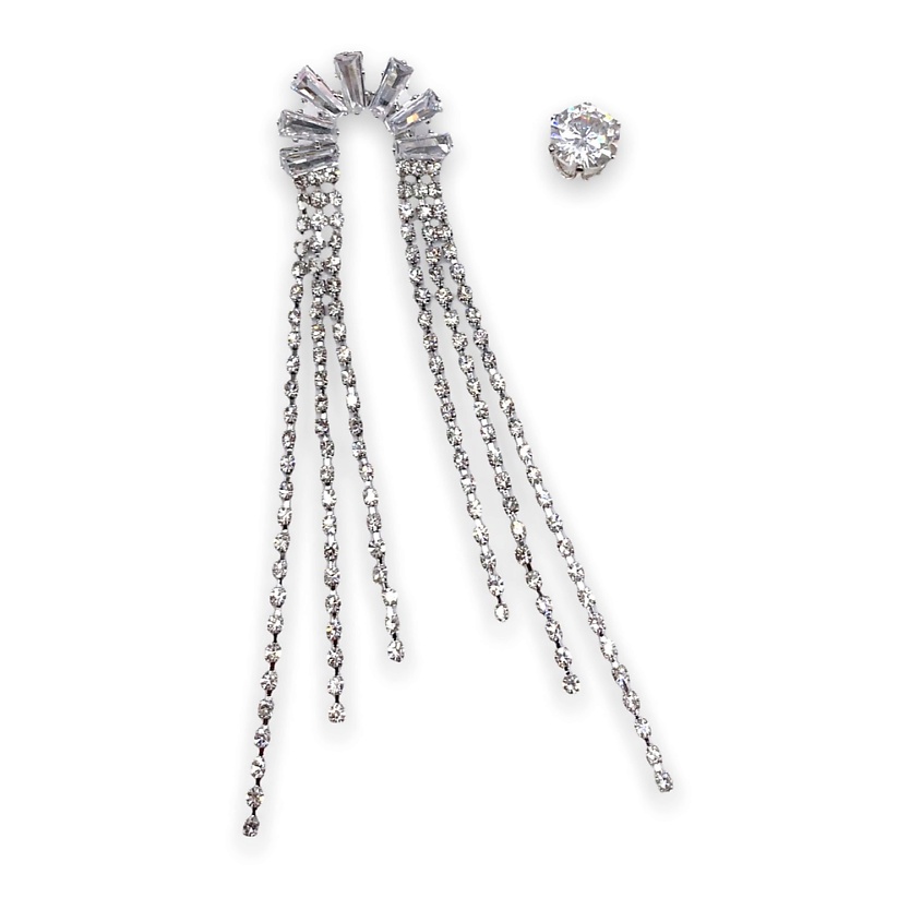 Изображение товара Серьги FOROSTINA.K Informal2 серебряные со стразами и асимметричной формой