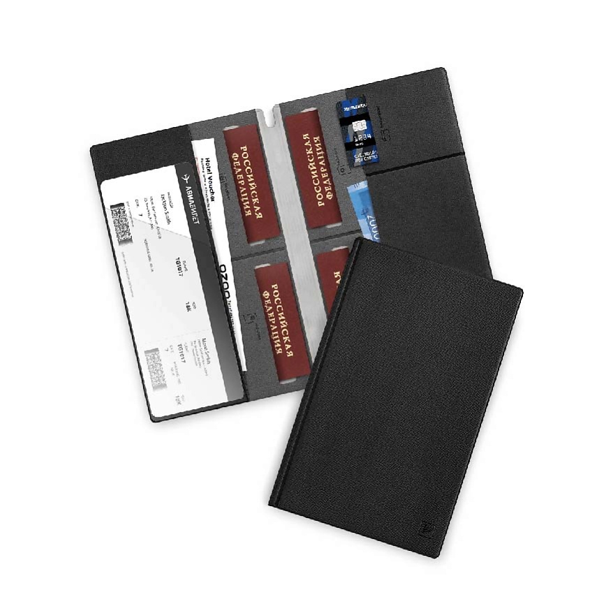 Изображение товара FLEXPOCKET Семейный туристический органайзер на 4 паспорта, цвет: Черный