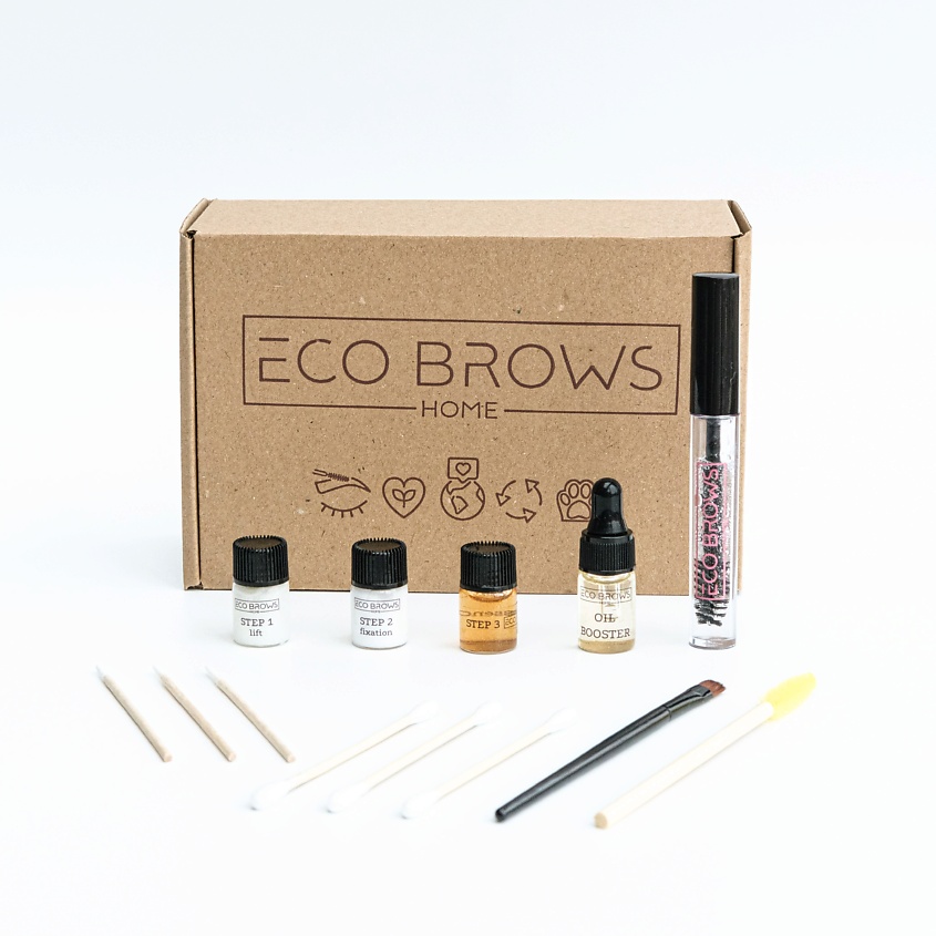Изображение товара ECO BROWS HOME Набор для ламинирование бровей и ресниц, долговременная укладка бровей, цвет: Прозрачный