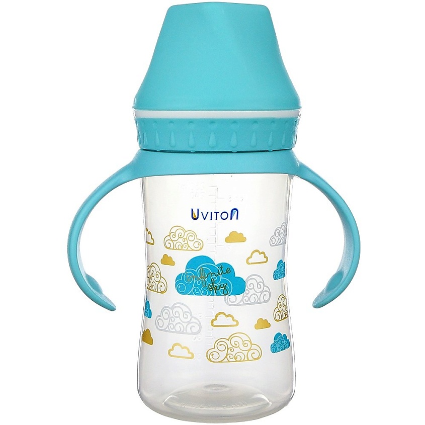 Изображение товара UVITON Бутылочка с широким горлышком и ручками, цвет: Голубой, 250 мл