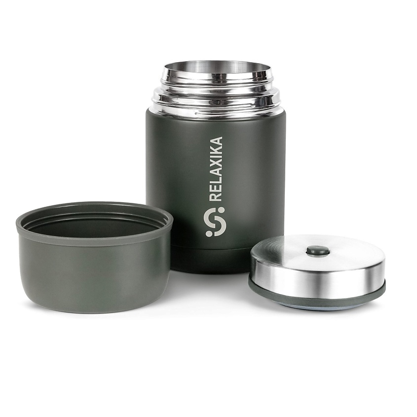 Изображение товара Термос Relaxika 700 мл металлический с широким горлом Хаки для еды и напитков