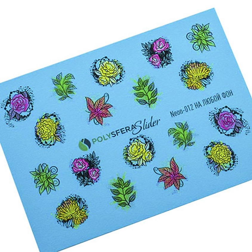 Изображение товара ПОЛИСФЕРА Слайдер дизайн для ногтей Неоновый Яркий микс 012, 1 шт.