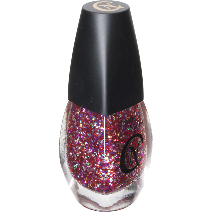 Изображение товара CHATTE NOIRE Лак для ногтей крупные голографические блестки 15 мл красный