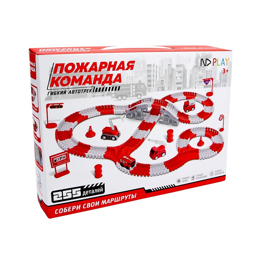 Изображение товара Гибкий автотрек Пожарная команда для детей, 255 деталей, серия ND PLAY