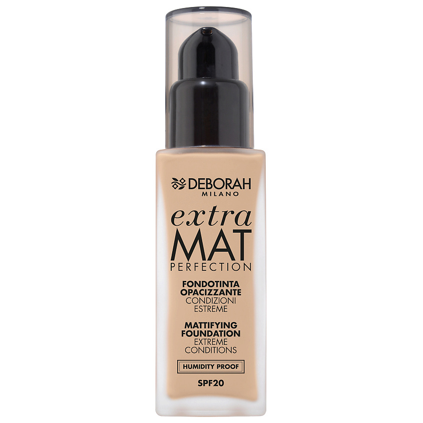 Изображение товара DEBORAH MILANO Тональная основа матирующая EXTRA MAT PERFECTION MATTIFYING FOUNDATION, № 00 слоновая кость, 30 мл