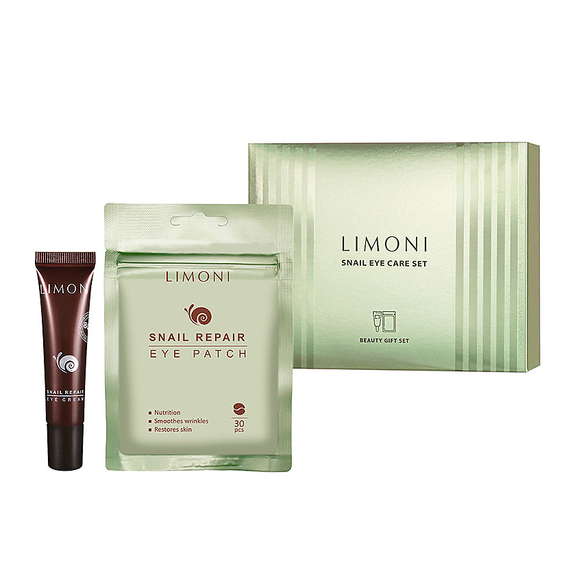 Изображение товара LIMONI Подарочный набор с муцином улитки Тканевые патчи + крем для век, 15 мл