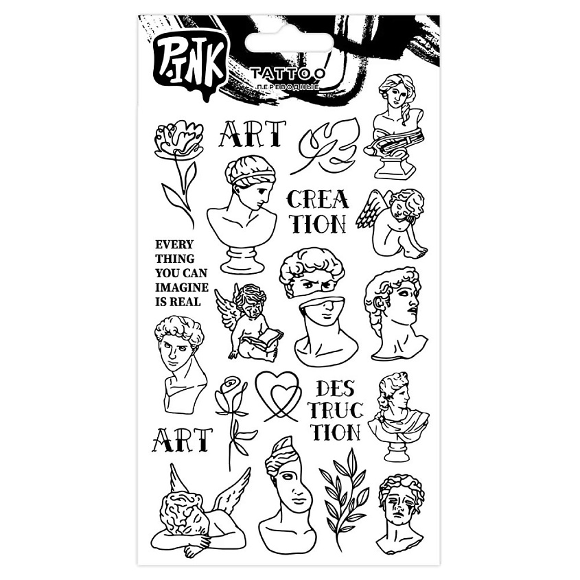 Изображение товара П.INK Наклейки-тату переводные Скульптуры, яркие временные тату для всех