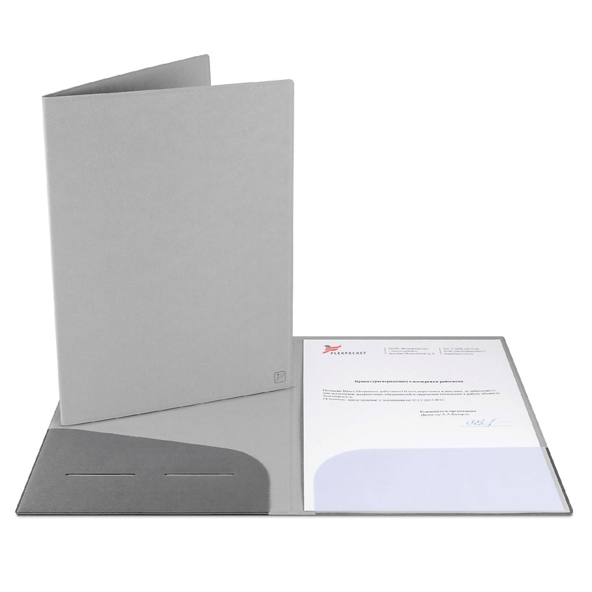 Изображение товара Классическая папка из экокожи Saffiano для документов серого цвета