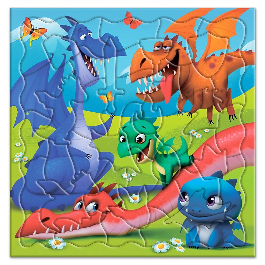 Изображение товара ГЕОДОМ Пазл фигурный на подложке Дракончики, 1 шт.