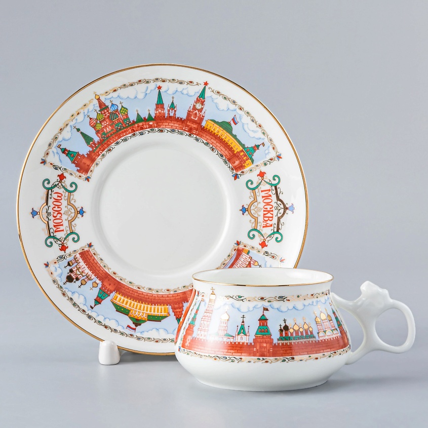 Изображение товара ИМПЕРАТОРСКИЙ ФАРФОРОВЫЙ ЗАВОД Чашка с блюдцем кофейная "Московский кремль", 1 шт.