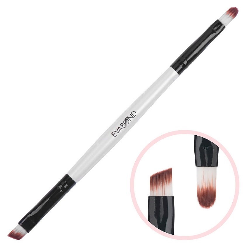 Изображение товара EVABOND Кисть макияжная двухсторонняя для помады и бровей, 1 шт