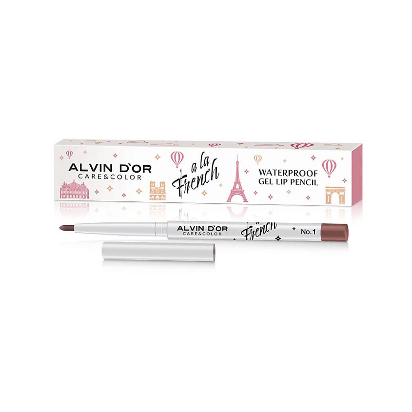 Изображение товара ALVIN D’OR Водостойкий гелевый карандаш для губ WATERPROOF GEL LIP PENCIL A LA FRENCH, 01 Cordovan (бордовый)