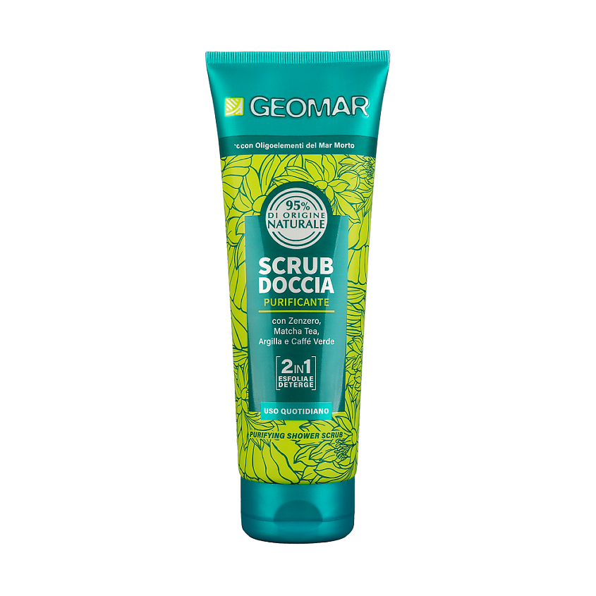 Изображение товара GEOMAR Скраб для душа с имбирем, чаем матча, глиной и зеленым кофе, 250 мл