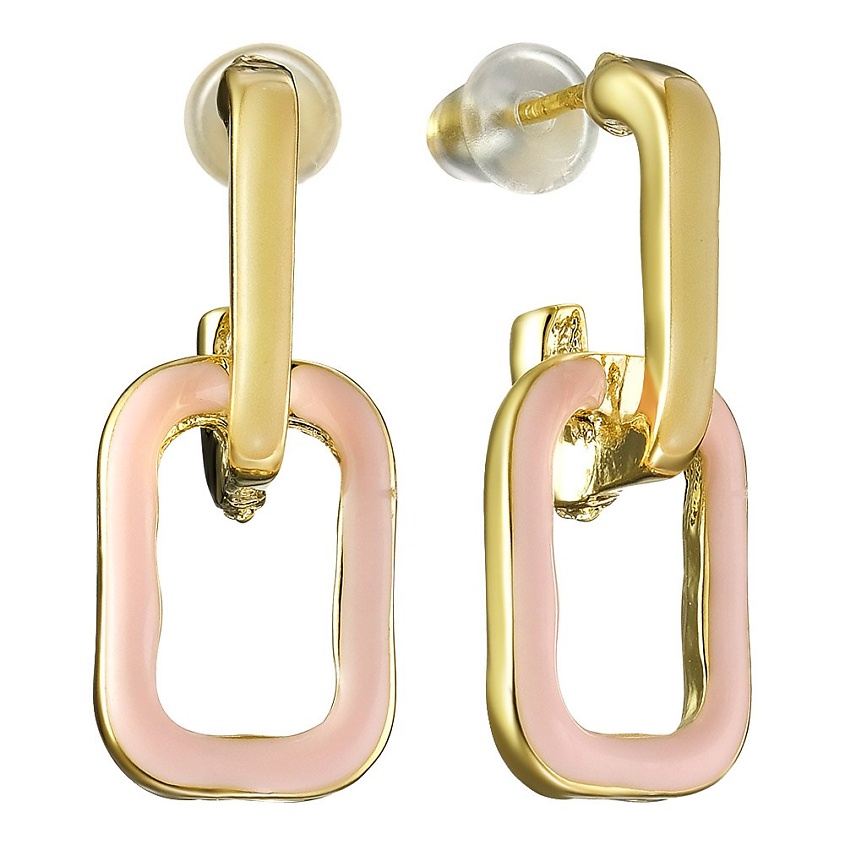 Изображение товара UVI JEWELLERY Золотистые серьги с эмалью белого и голубого цвета, розовый