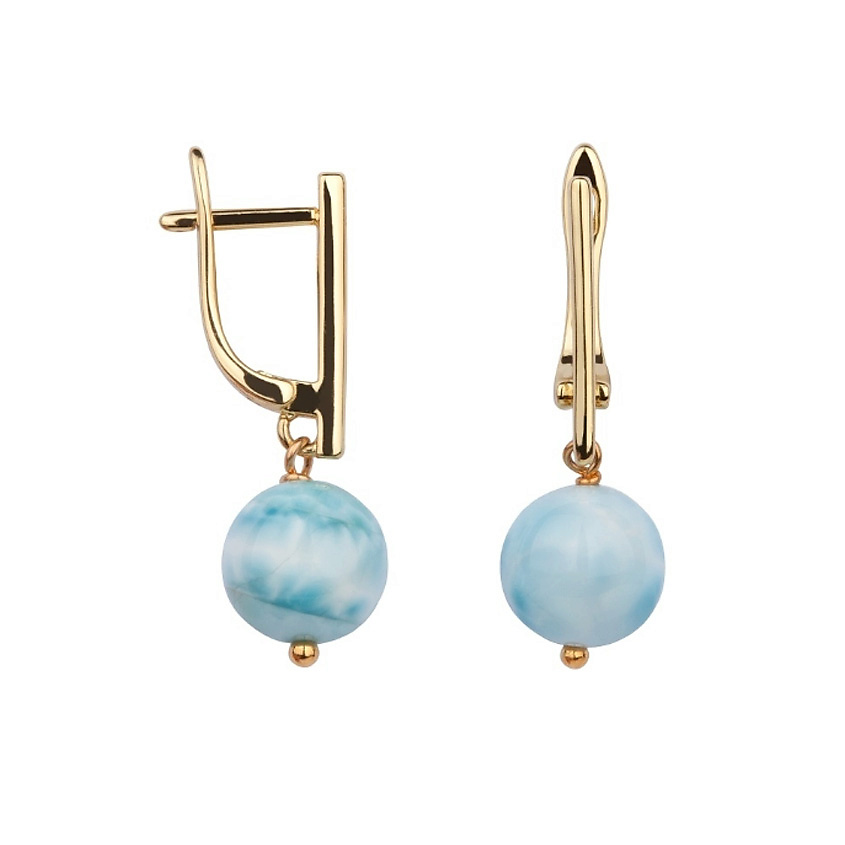 Изображение товара MORZA Серьги из натурального ларимара, золотой