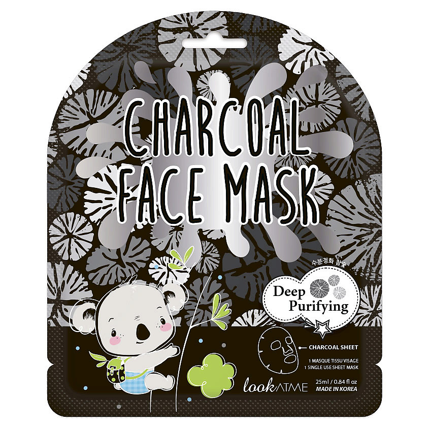 Изображение товара LOOK AT ME Маска для лица тканевая с древесным углем Charcoal Face Mask, 25 мл