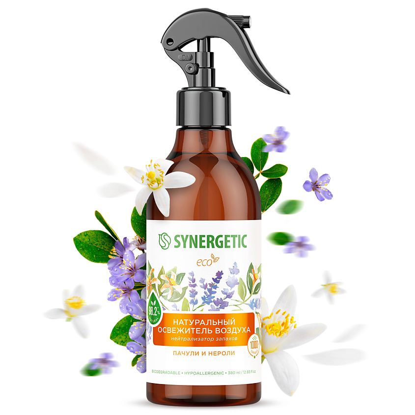 Изображение товара Биоразлагаемый освежитель воздуха SYNERGETIC Пачули и нероли на водной основе 380 мл