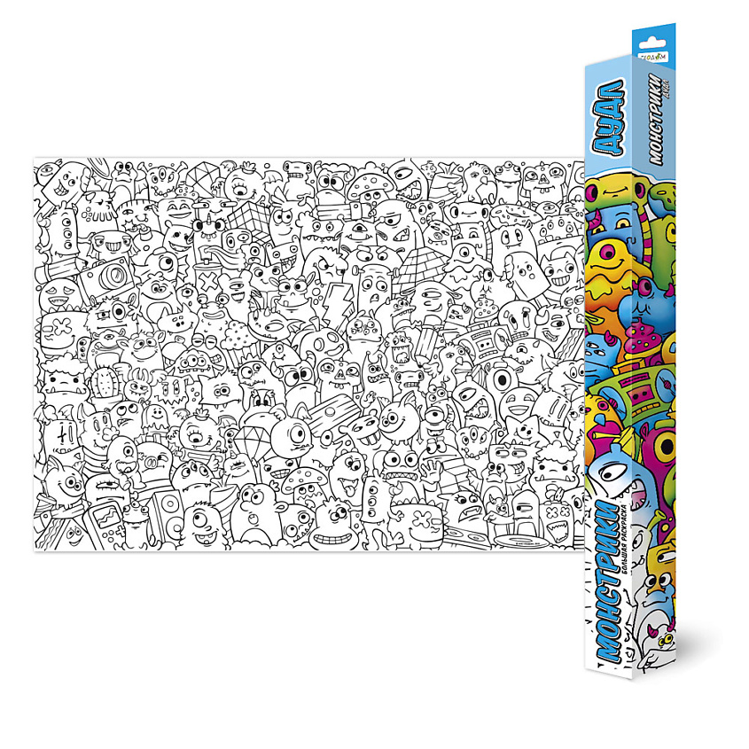 Изображение товара ГЕОДОМ Большая раскраска Дудл Монстрики, Комбинированный