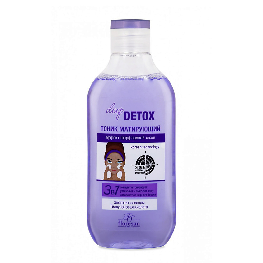 Изображение товара FLORESAN Тоник матирующий DEEP DETOX 3 в 1, 300 мл