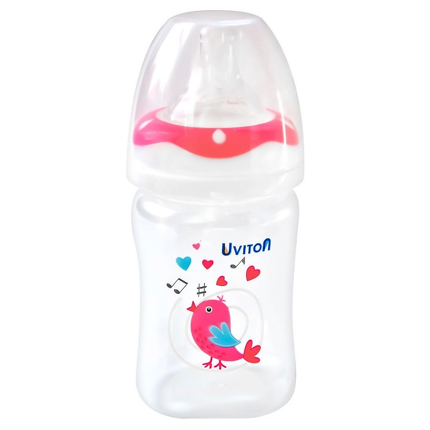 Изображение товара UVITON Бутылочка с широким горлышком, цвет: Розовый, 150 мл.