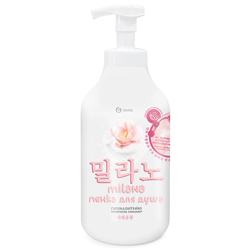 Изображение товара GRASS Гель-пенка для душа "MILANA с экстрактом хлопка и молочными протеинами", 750 мл