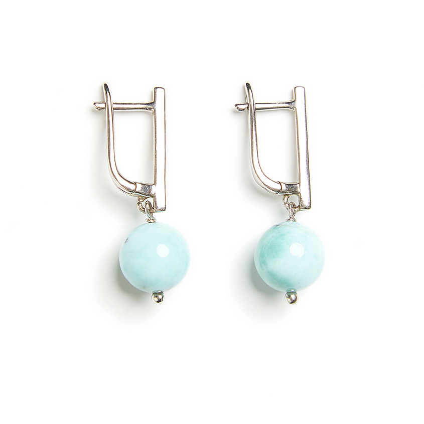 Изображение товара МОРЗА серьги из натурального ларимара с покрытием 24К золото или родий