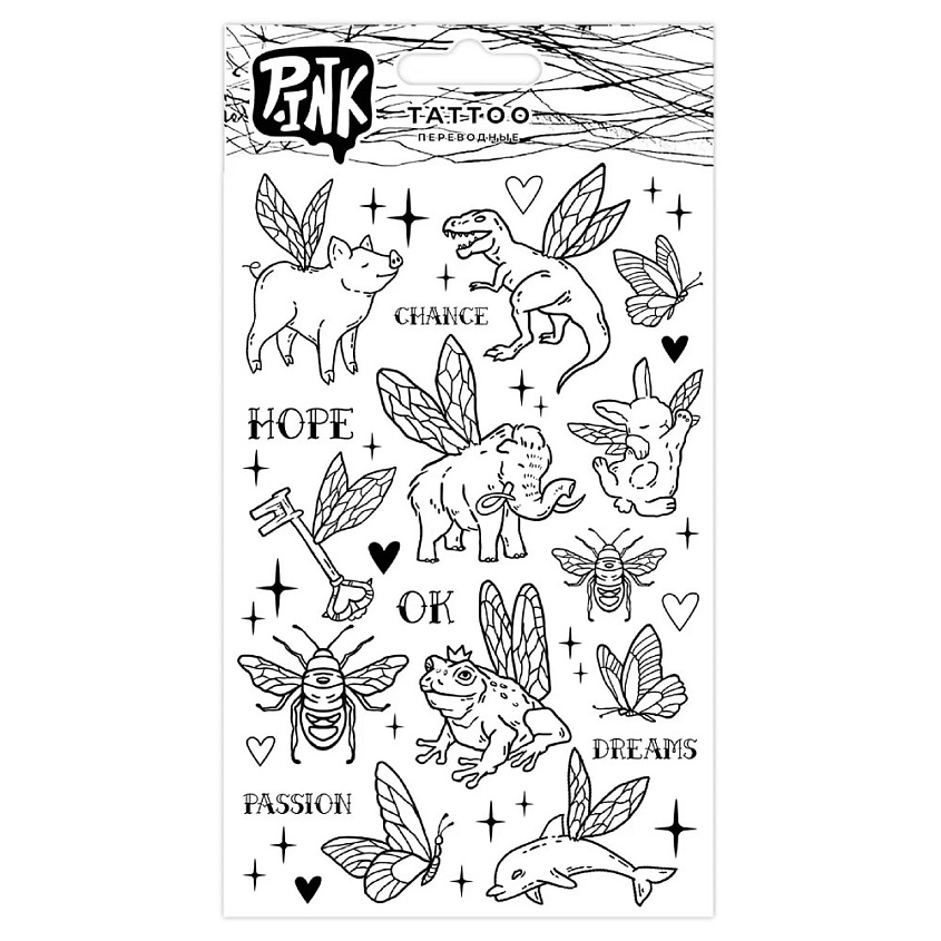 Изображение товара П.INK Наклейки-тату переводные Крылатые звери 1 шт яркие временные тату для всех