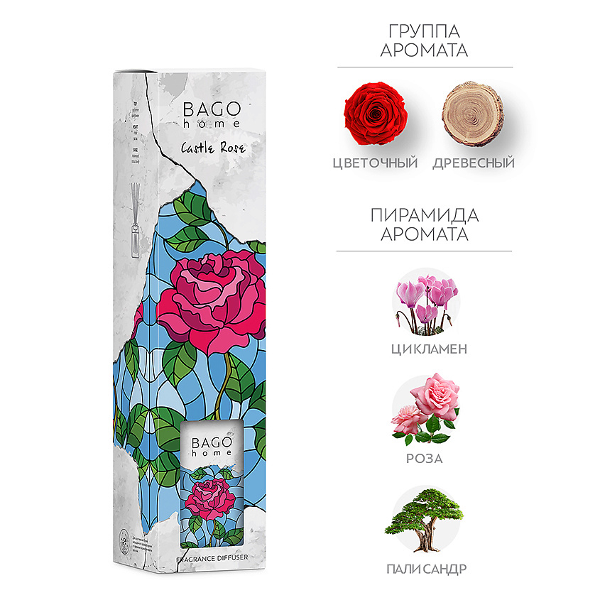 Изображение товара BAGO HOME Ароматический диффузор Замковая роза, 75 мл