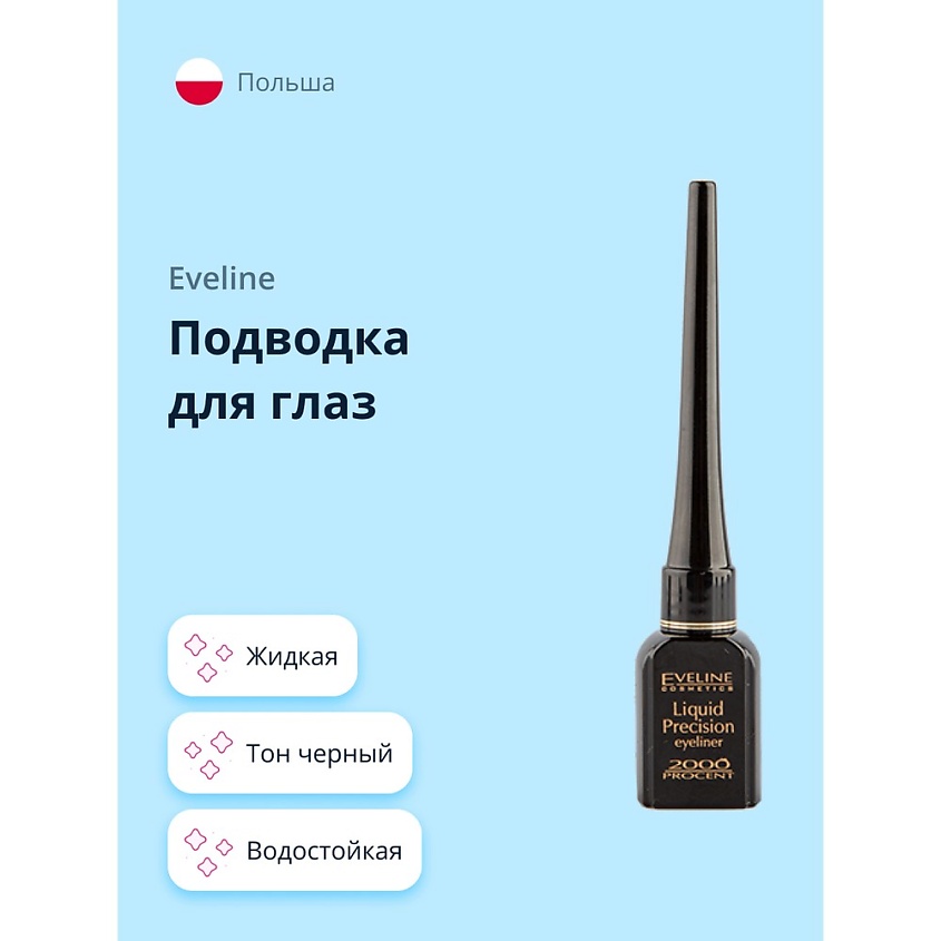 Изображение товара EVELINE Подводка для глаз LIQUID PRECISION LINER 2000 PROCENT водостойкая черная 1 шт