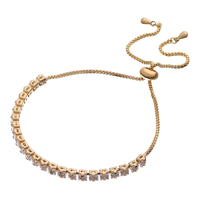 Изображение товара UVI JEWELLERY Серебристый браслет с прозрачными кристаллами с регулируемым размером, цвет: золотой, размер: 17