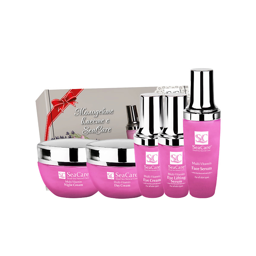 Изображение товара Мультивитаминный набор для лица SEACARE №12 дневной и ночной крем сыворотки 150 мл