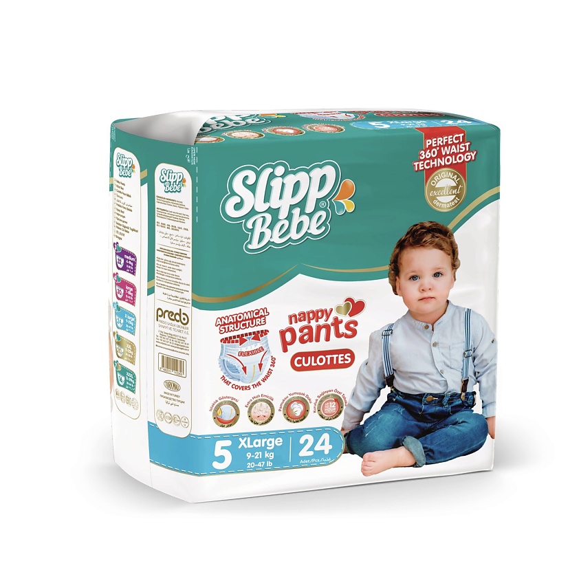 Изображение товара SLIPP BEBE Подгузники-трусики № 5, цвет: Белый, 24 шт